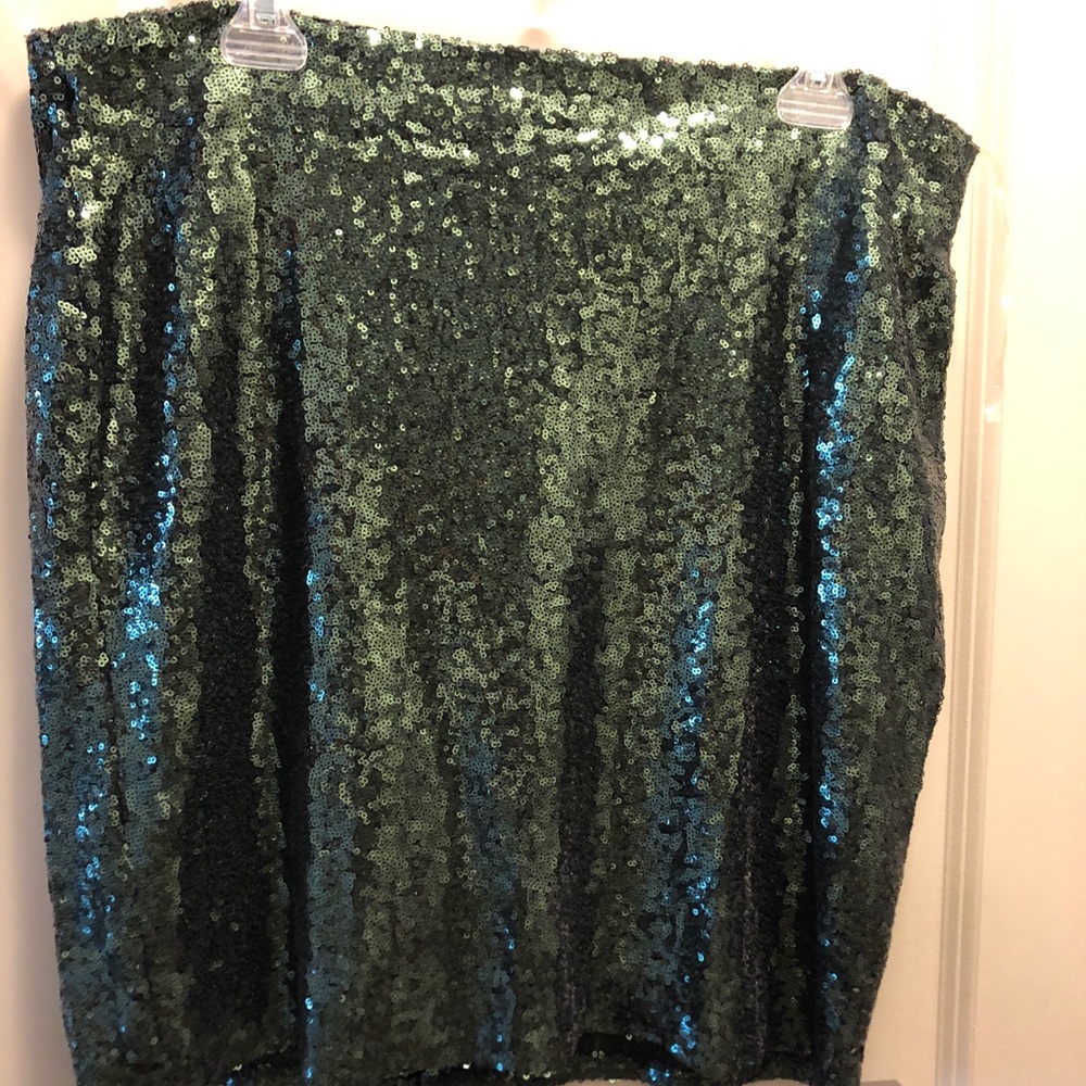 Charlotte Russe Green Sequined Mini Skirt